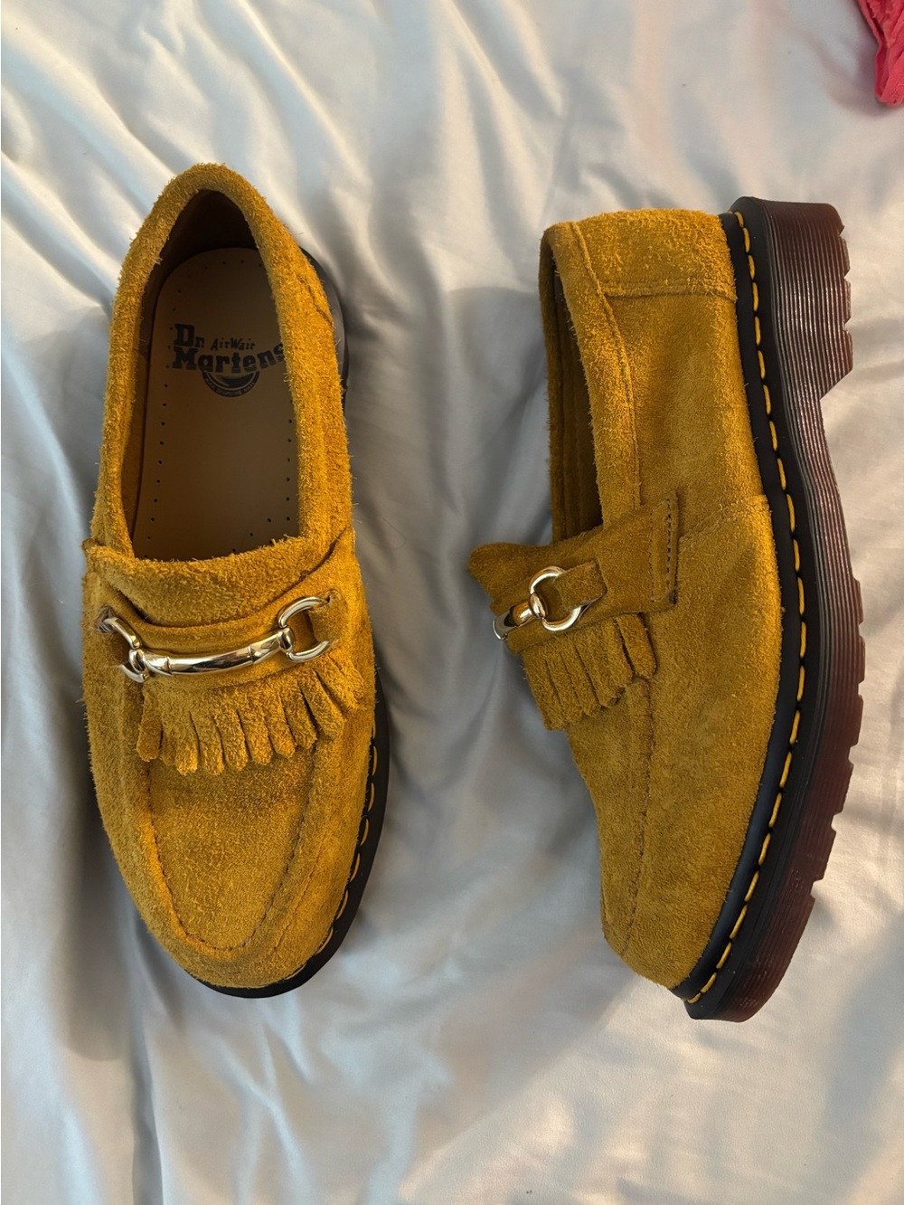Dr Martens Adrian Snaffle Slip On Loafers Gold Brown Suede SZ M 7 W 8 9 US UK 6